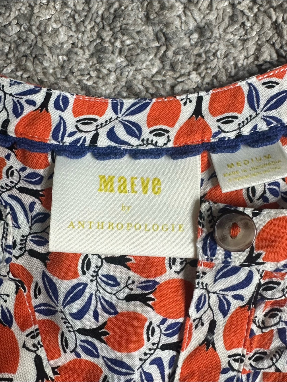 Anthropologie Maeve Berwick Bell Sleeve Maracas Print Blouse Medium Orange - Picture 9 of 14